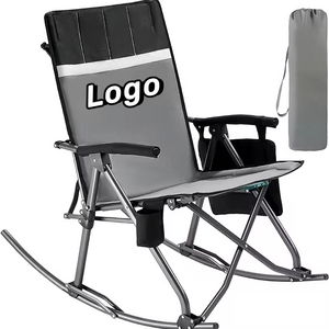 Custom Oversized Folding Rocking Camping Chair Portable Outdoor Rocker with High Back Hard Armrests Carry Bag