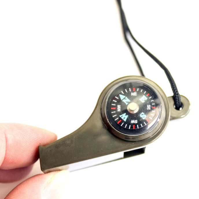 Outdoor Camping Climbing Hiking Survival Whistle With Thermometer And Compass Survival Kit