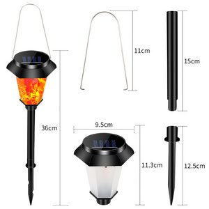 New led flashing flame outdoor landscape decoration IP65 waterproof solar power garden light