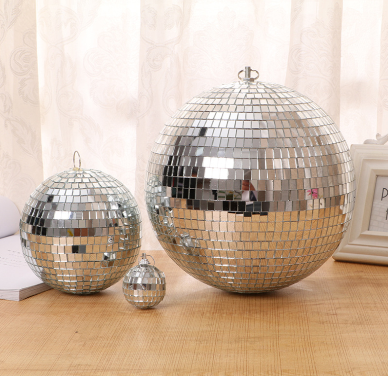 Xmas Party Supplies 2cm-100cm Laser Silver Glass Ball Hanging Tree Decoration Christmas Disco Mirror Balls