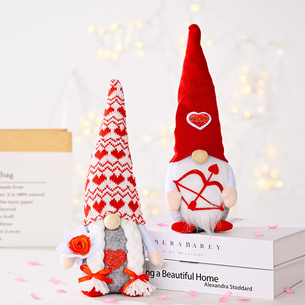 New Mr and Mrs Scandinavian Swedish Tomte Dwarf Figurines Valentines Day Gnome Plush Christmas Table Decor Gifts Present