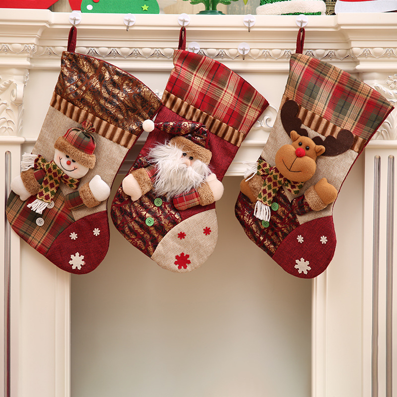 New 3D Christmas Country Stockings Christmas Decorations Large Creative Stocking Christmas