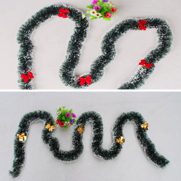 2m Cheap Xmas Tree Garland Red Bow Party Christmas White Dark Green Tinsel