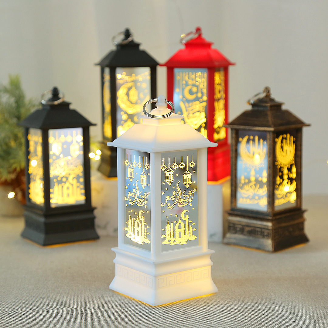 Muslim Eid Ramadan Lamp LED Wind Lamp Arabian Plastic Lantern for Arts and Crafts Christmas New Year