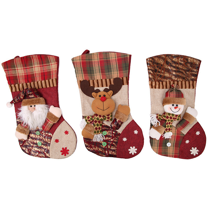 New 3D Christmas Country Stockings Christmas Decorations Large Creative Stocking Christmas