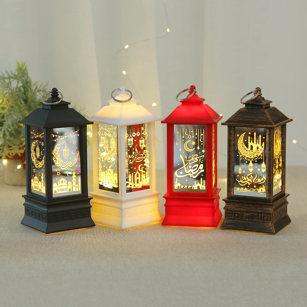 Muslim Eid Ramadan Lamp LED Wind Lamp Arabian Plastic Lantern for Arts and Crafts Christmas New Year