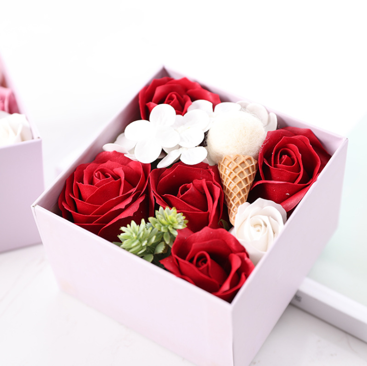 New Arrival Artificial Flower Candle Gift Set Soap Flower Rose Valentine