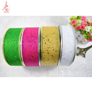 Wholesale Custom Glitter Golden Metallic Ribbon for Christmas Decoration