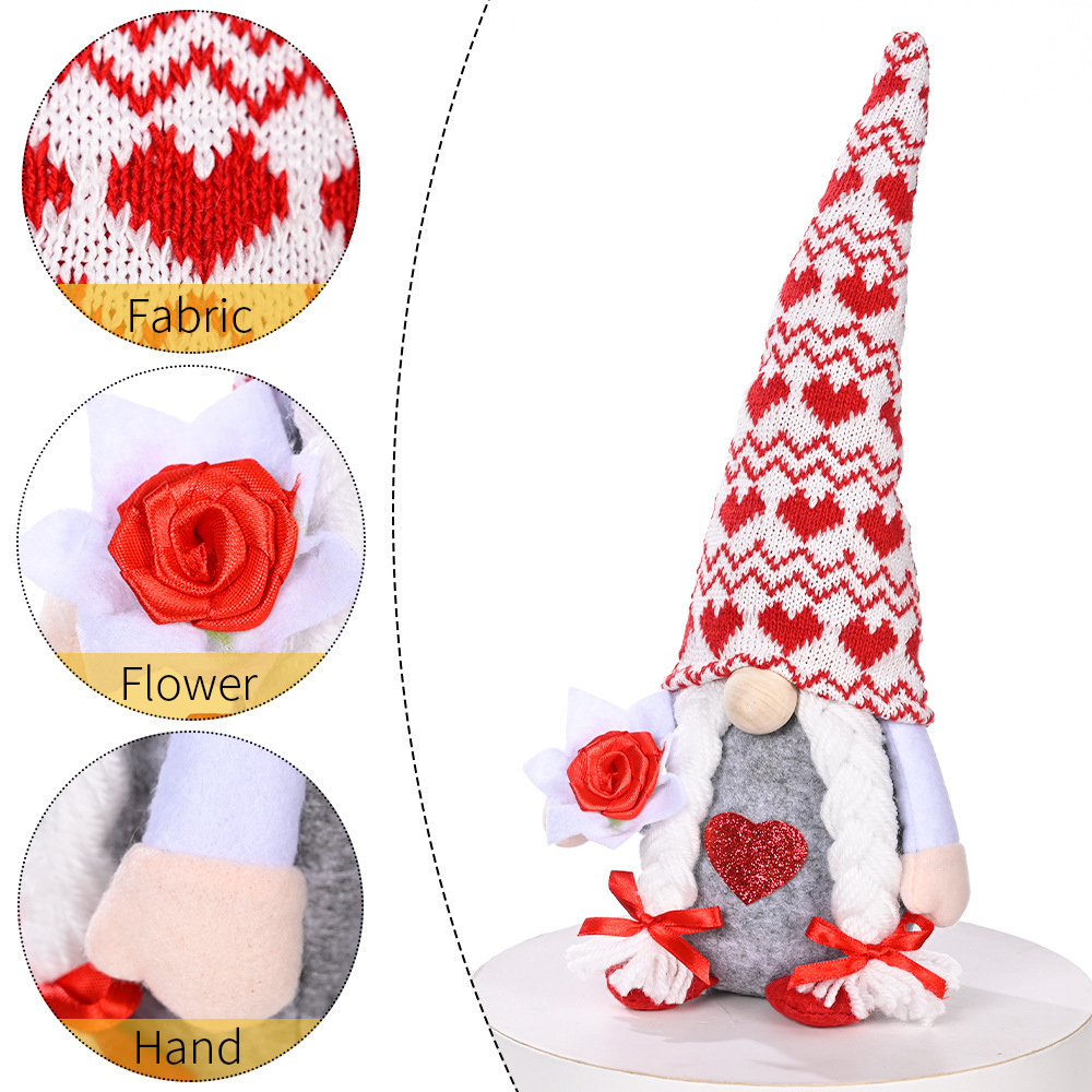 New Mr and Mrs Scandinavian Swedish Tomte Dwarf Figurines Valentines Day Gnome Plush Christmas Table Decor Gifts Present