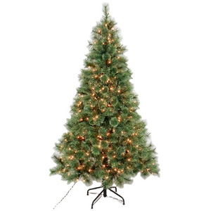 GREEN 230CM Artificial Realistic Natural Branches NEW Classic Pine Needle Christmas Tree With LED Lights