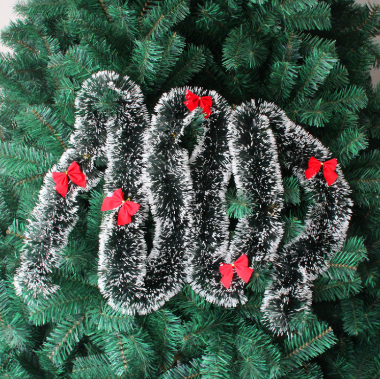 2m Cheap Xmas Tree Garland Red Bow Party Christmas White Dark Green Tinsel