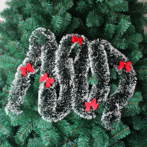 2m Cheap Xmas Tree Garland Red Bow Party Christmas White Dark Green Tinsel