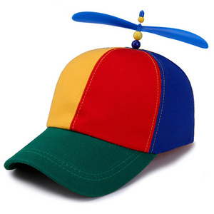 new Summer Child Adult Adjustable Propeller Ball Baseball Cap Dragonfly Top Multi-Color Patchwork Funny Lovely 52-57cm