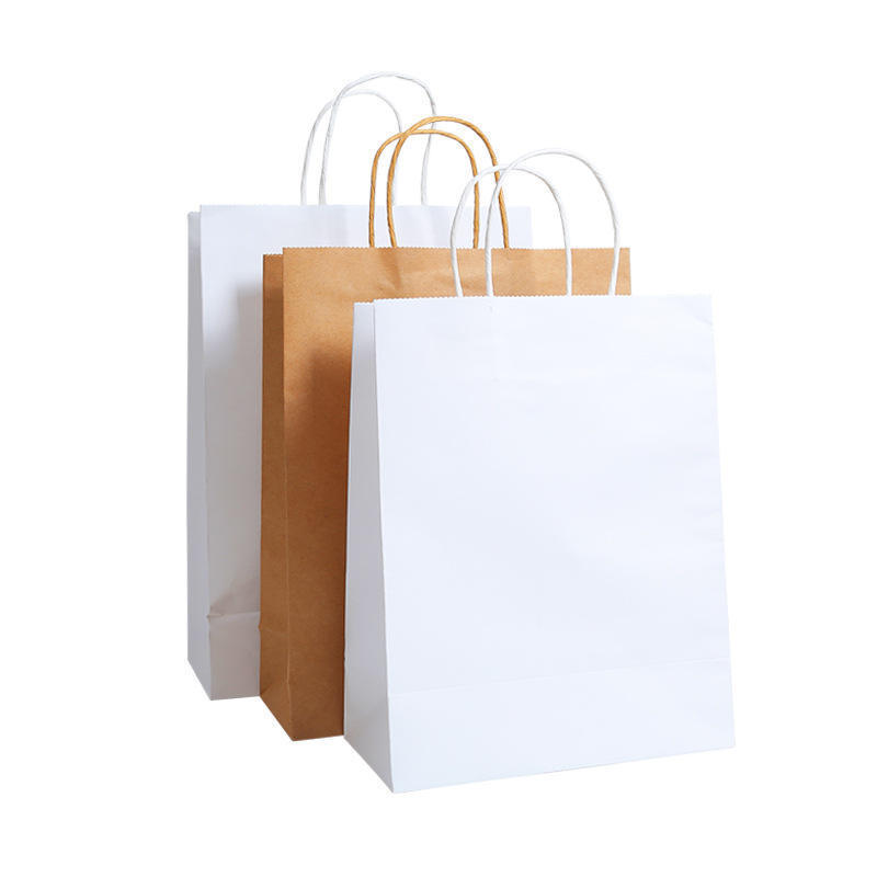 Plain Brown Kraft Paper Bag With Twisted String Handle Custom Paper Shop Bags With Your Own Logo