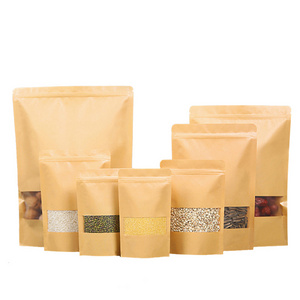 Food Grade Oem Odm Tea Bag Custom Printed Stand Up Pouch Ziplock Brown Kraft Paper Bag With Windows