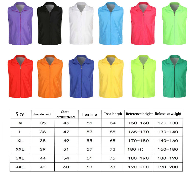 Custom Logo Promotional Activities Vests Sleeveless Women Men Work Uniform Vests Waistcoats Advertising Volunteer Vests