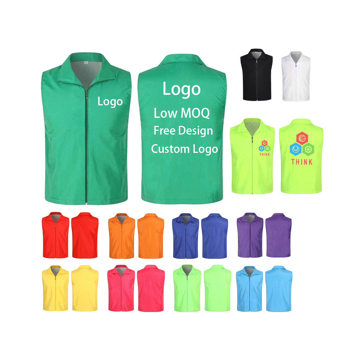 Custom Logo Promotional Activities Vests Sleeveless Women Men Work Uniform Vests Waistcoats Advertising Volunteer Vests