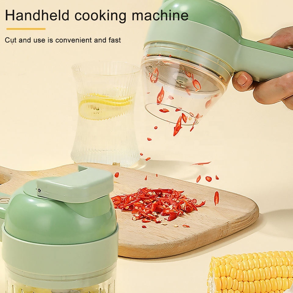 IN STOCK Electric Vegetable Cutter Set USB Electric Portable 4 In 1 Mini Food Chopper for Garlic Kitchen Vegetable Cutter