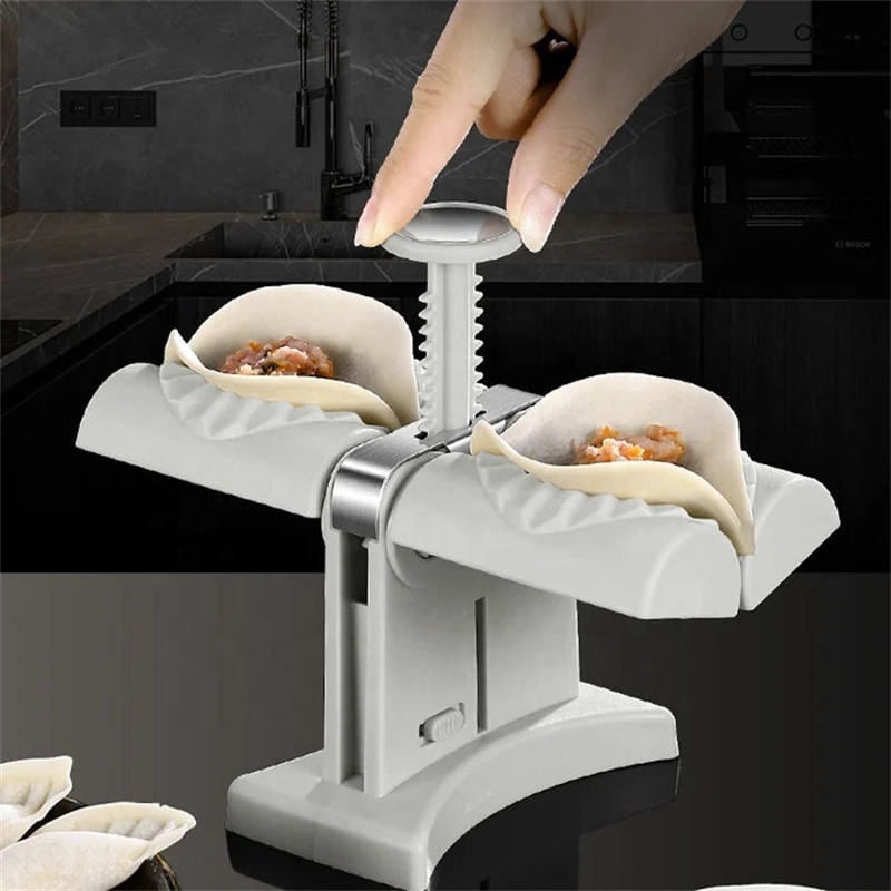 Plastic White Hand Dough Press Dumpling Mould for Home Use DIY Double Dumpling Maker Mold Set Kitchen Accessories