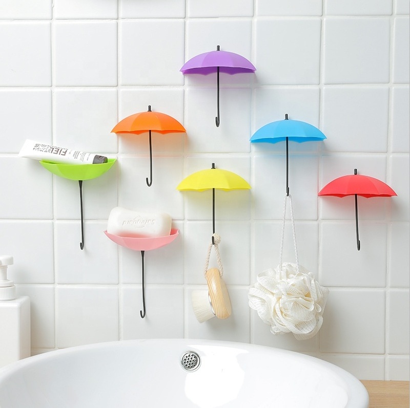 3pcs/set Umbrella Shaped Creative Key Hanger Rack Decorative Holder Wall Hooks For Kitchen Organizer Bathroom Accessories