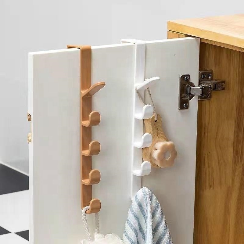 Plastic home storage organization hooks rails bedroom door clothes hanging handbag towel hook