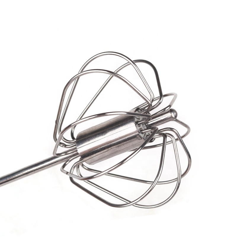 Stainless Steel Push Whisk - Manual Hand Mixer & Plunger Whisk - Make Froth, Foam & Whipped Cream - Semi Auto Egg Beater