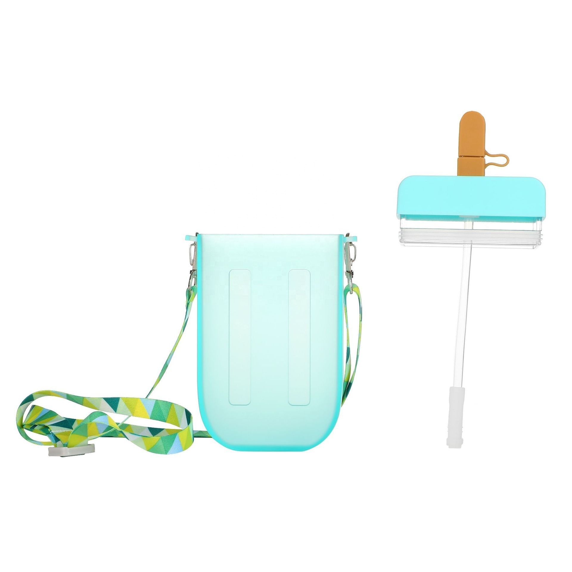 Popsicle Water Bottle With Adjustable Shoulder Strap Creative Portable Ice Cream Popsicle Cup For School Kids Girls