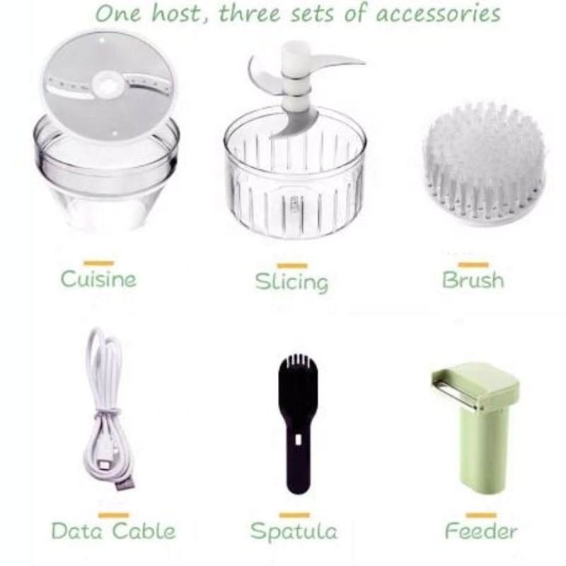 IN STOCK Electric Vegetable Cutter Set USB Electric Portable 4 In 1 Mini Food Chopper for Garlic Kitchen Vegetable Cutter