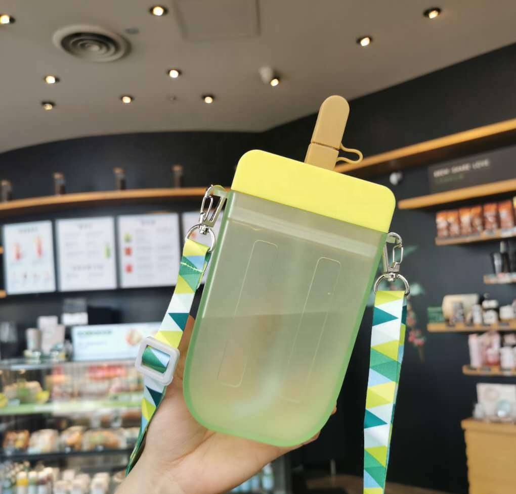 Popsicle Water Bottle With Adjustable Shoulder Strap Creative Portable Ice Cream Popsicle Cup For School Kids Girls