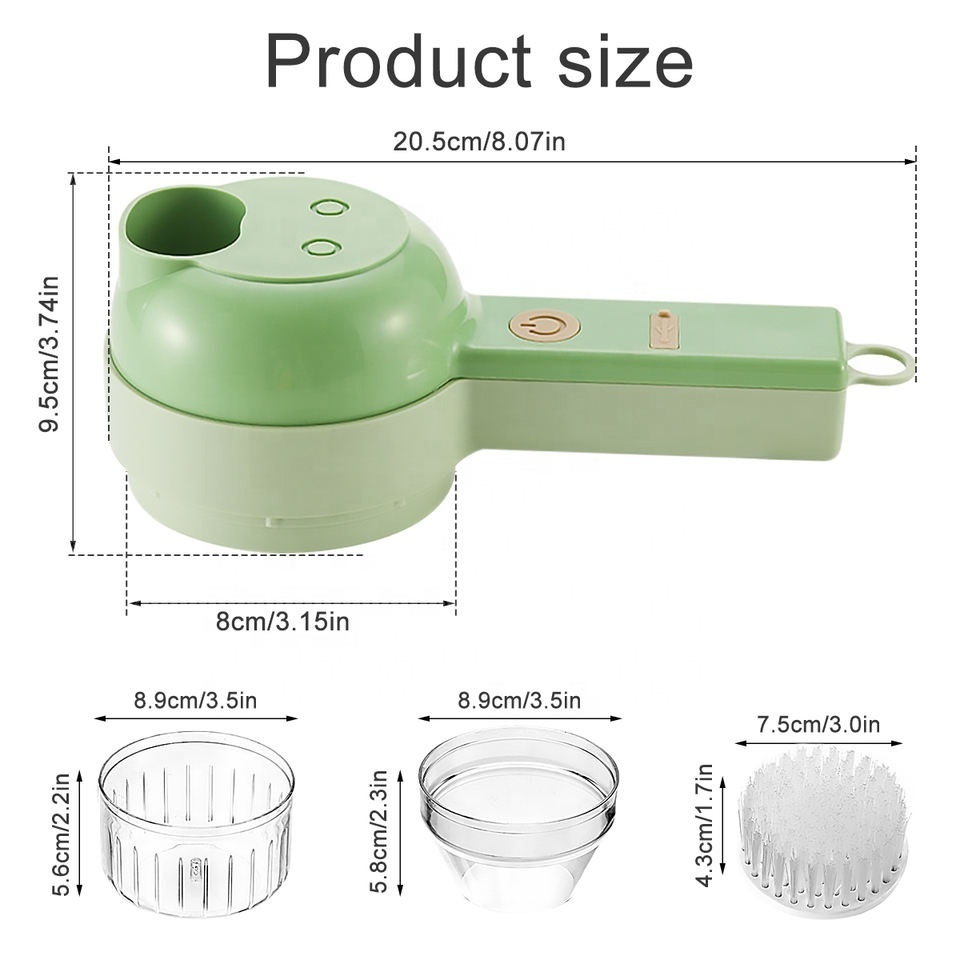 IN STOCK Electric Vegetable Cutter Set USB Electric Portable 4 In 1 Mini Food Chopper for Garlic Kitchen Vegetable Cutter