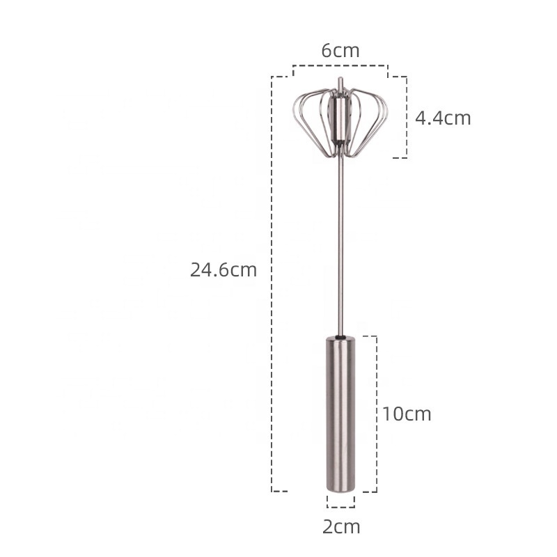 Stainless Steel Push Whisk - Manual Hand Mixer & Plunger Whisk - Make Froth, Foam & Whipped Cream - Semi Auto Egg Beater