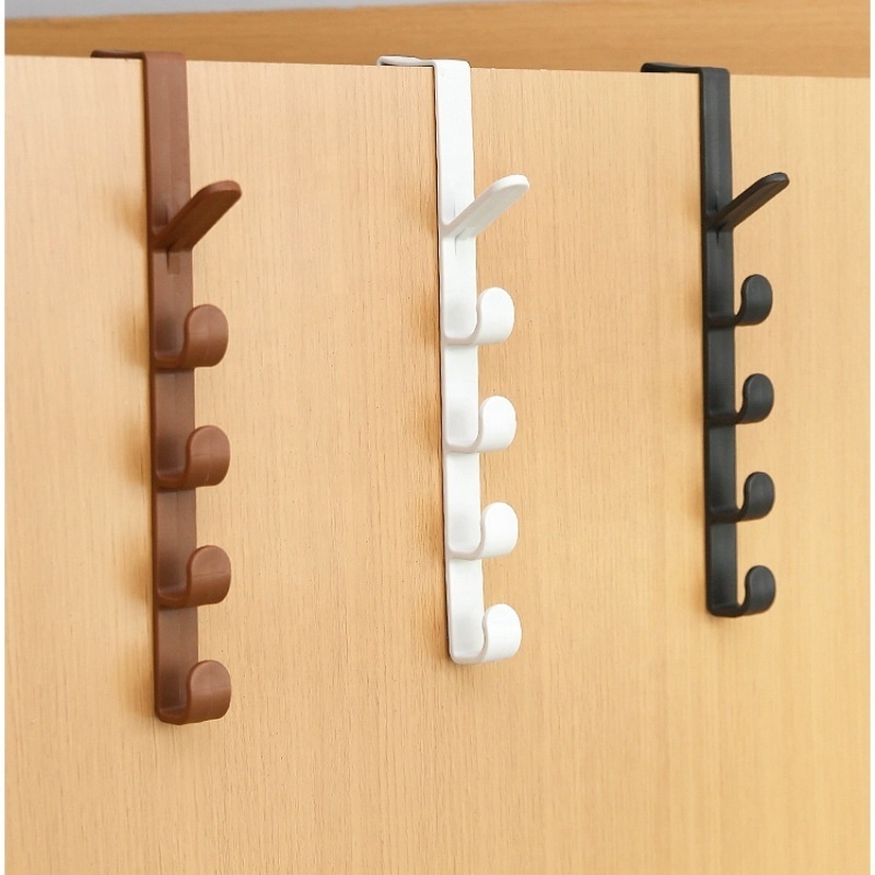 Plastic home storage organization hooks rails bedroom door clothes hanging handbag towel hook