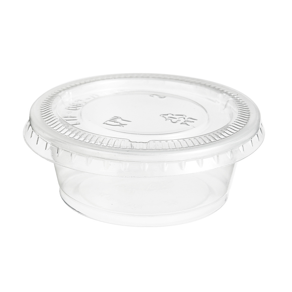 0.5-5.5oz pp ps disposable mini clear plastic jello shot & condiment sauce cups with lids