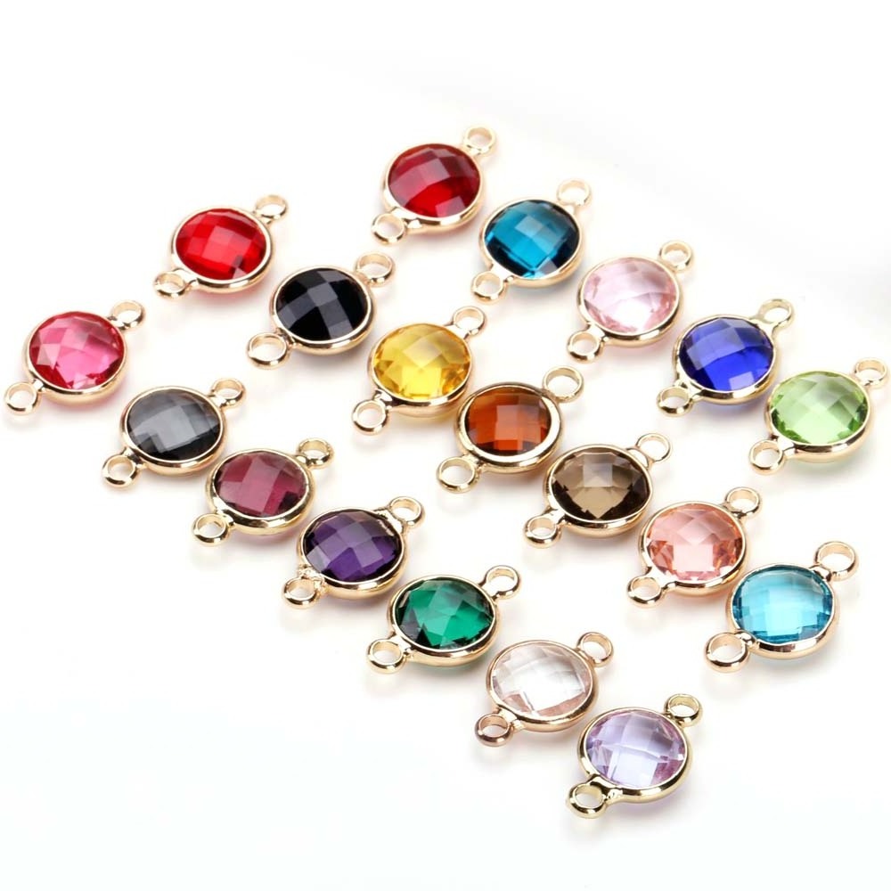 6/8/10/12/14mm birthday stones glass connector charms jewelry