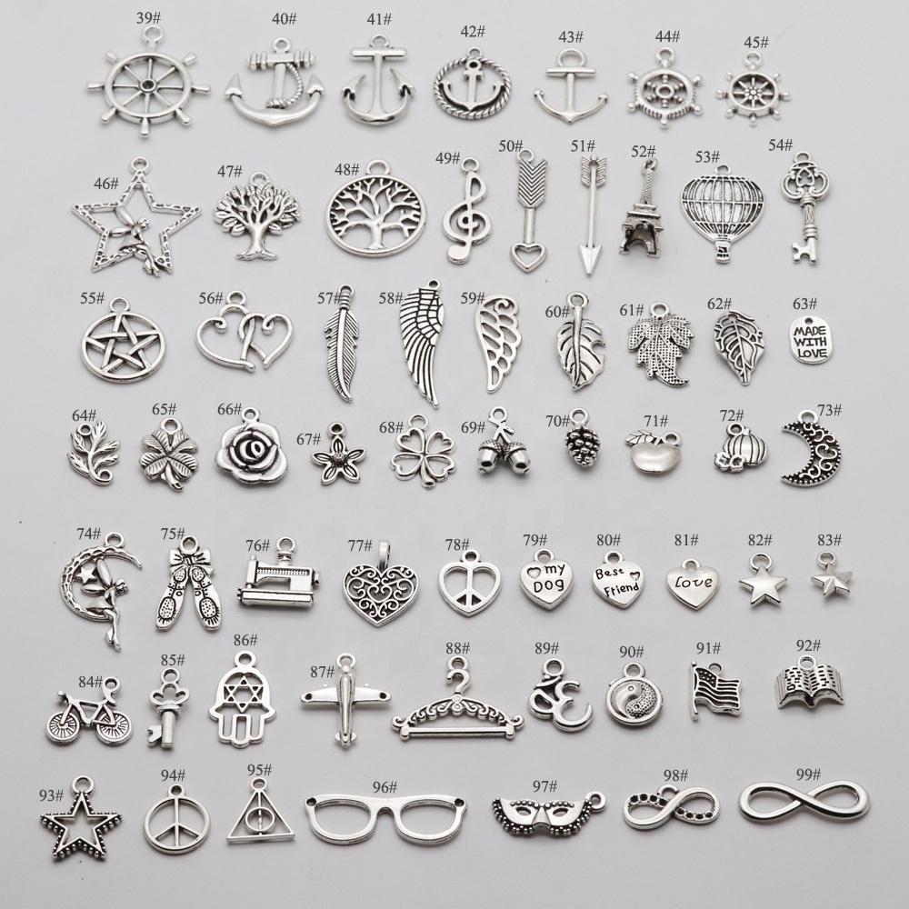 price per piece small alloy charms antique silver charms pendant for DIY bracelet earrings necklace making