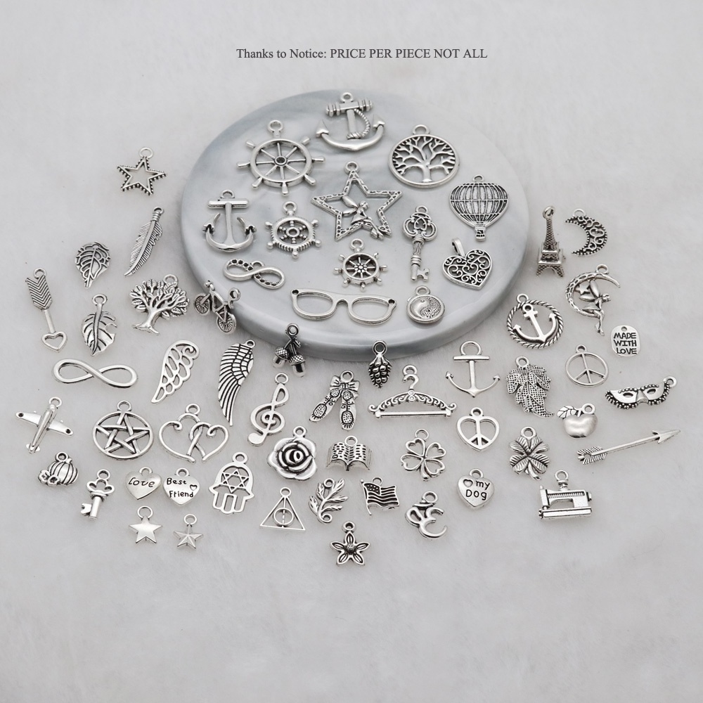 price per piece small alloy charms antique silver charms pendant for DIY bracelet earrings necklace making