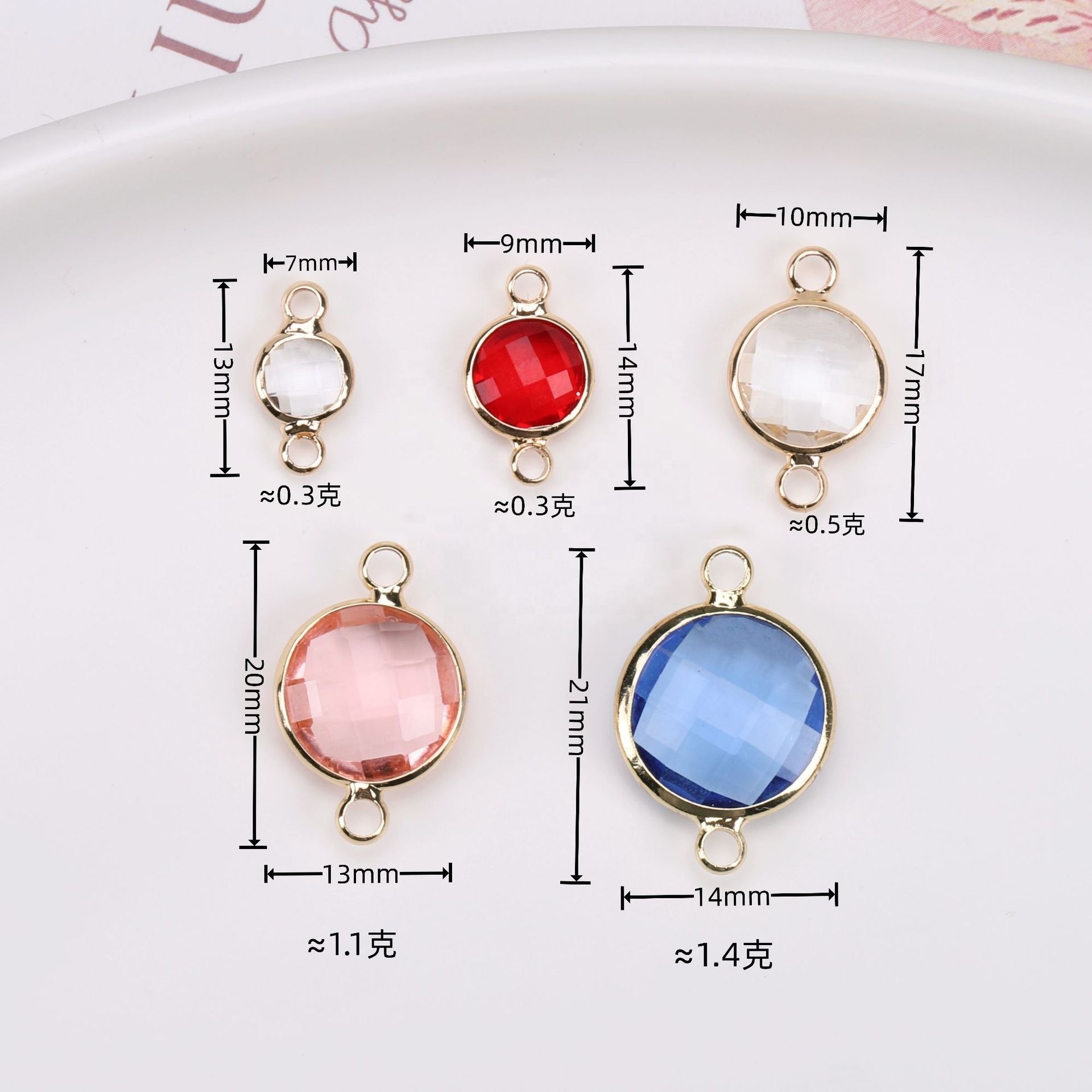 6/8/10/12/14mm birthday stones glass connector charms jewelry