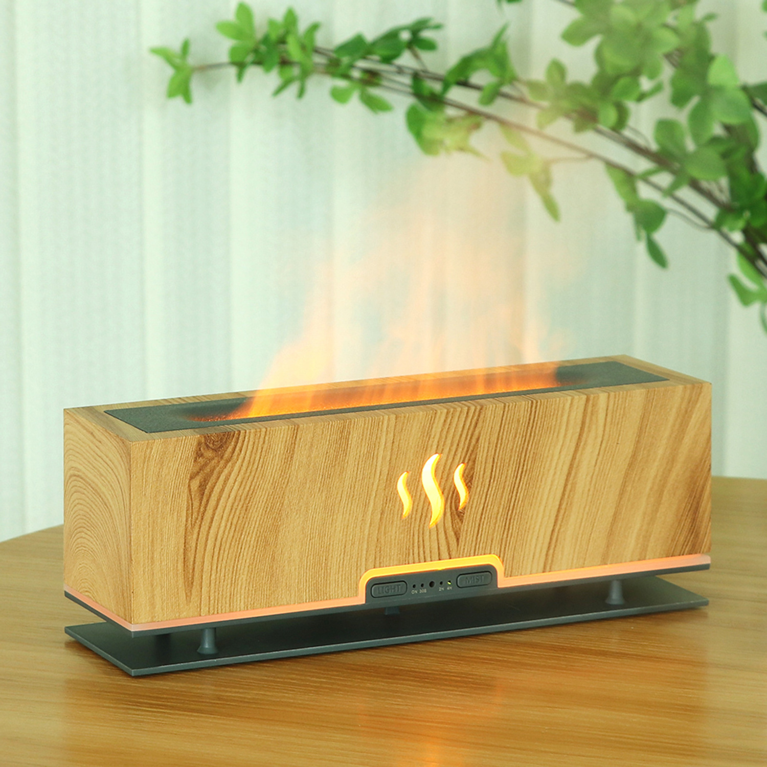 Custom Flame Fire Aroma Diffuser Air Humidifier for Home Aromatherapy with Warm Fire Ultrasonic Essential Oil Diffuser Machine