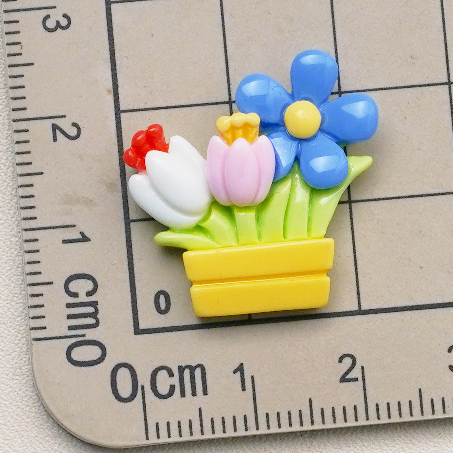 High quality flatback colorful tulip roses potted flower resin art crafts for scrapbooking embellishment hairpin making material