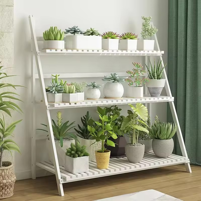 Bamboo Plant Stand 2~3 Tier Foldable Flower Pot Display Shelf Rack for Indoor Outdoor Home Patio Lawn Garden Balcony Organizer