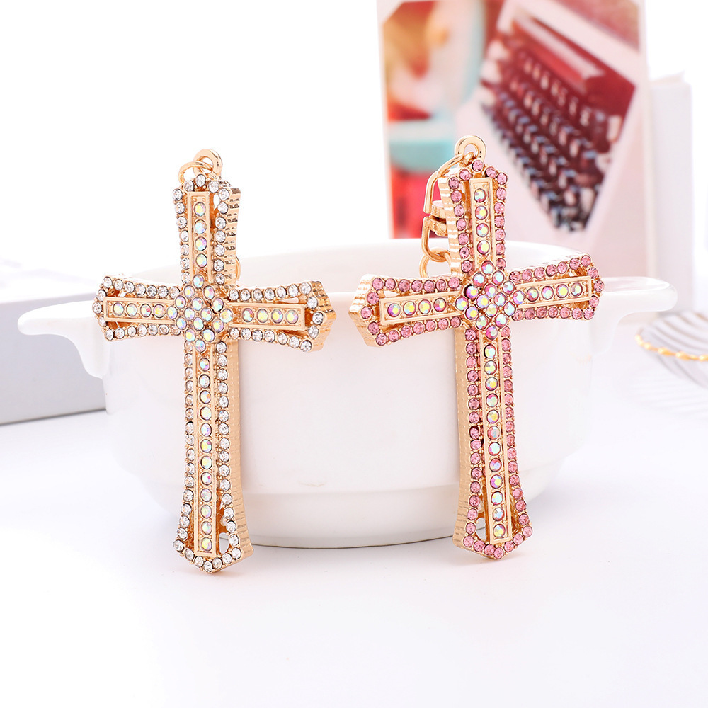 Fashion Pendant Creative Diamond Keychain Parts Wholesale Metal Souvenir Custom Keychain Manufacturer Cross Keychain