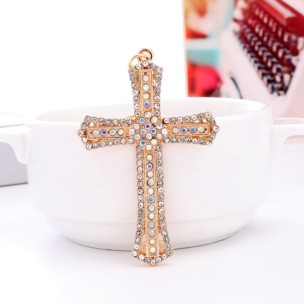 Fashion Pendant Creative Diamond Keychain Parts Wholesale Metal Souvenir Custom Keychain Manufacturer Cross Keychain