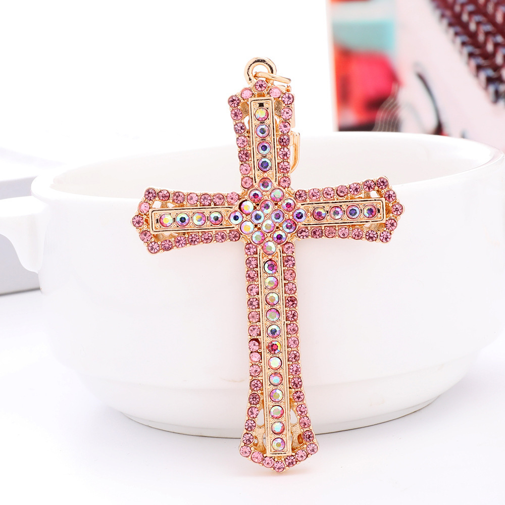 Fashion Pendant Creative Diamond Keychain Parts Wholesale Metal Souvenir Custom Keychain Manufacturer Cross Keychain