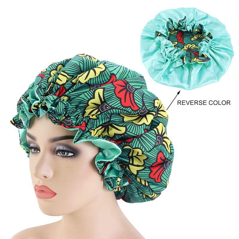 Floral full print reversible designer custom wholesale bonnets hair bonnet