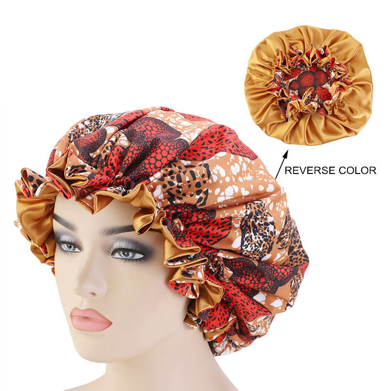 Floral full print reversible designer custom wholesale bonnets hair bonnet