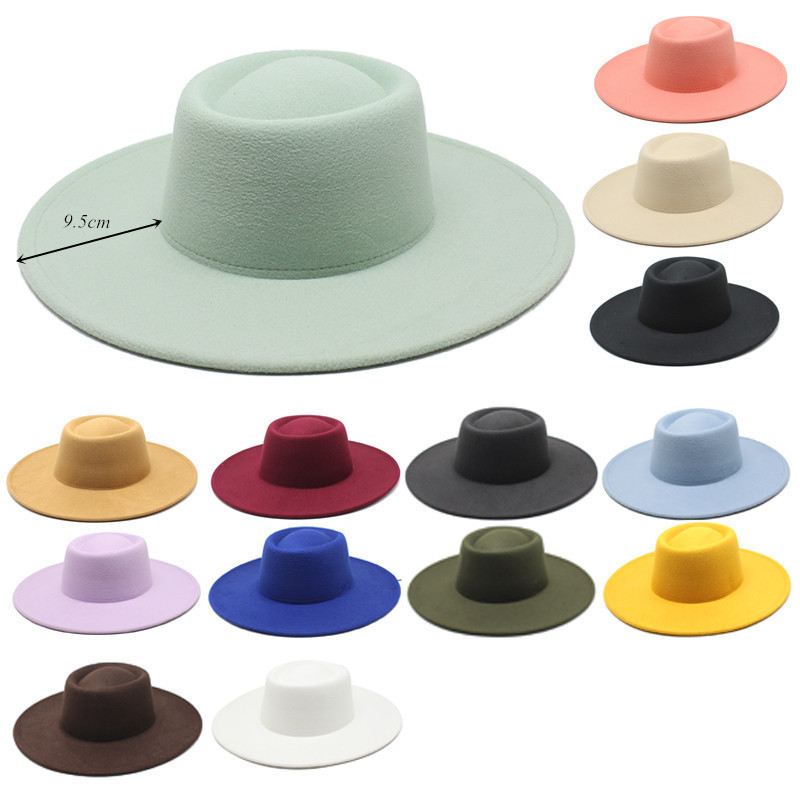 Custom ribbon wholesale women fedora hats wool wide brim felt hat for winter