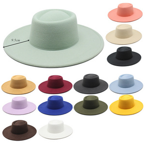 Custom ribbon wholesale women fedora hats wool wide brim felt hat for winter