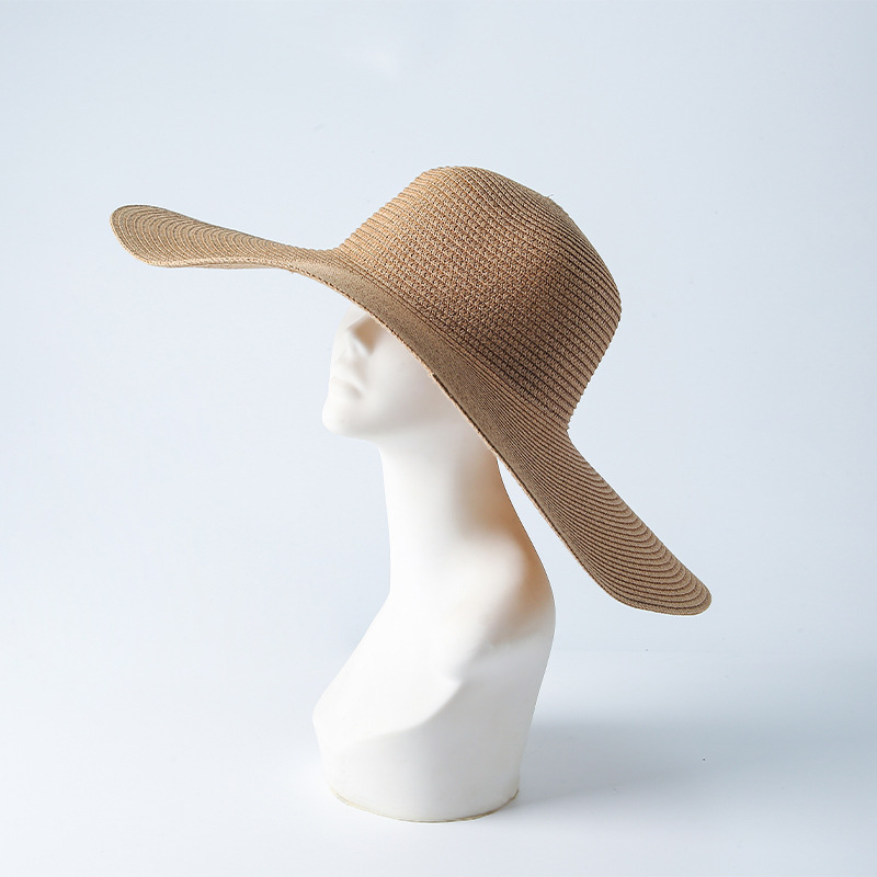 Wide brim wholesale custom summer beach sun floppy paper straw hat for women