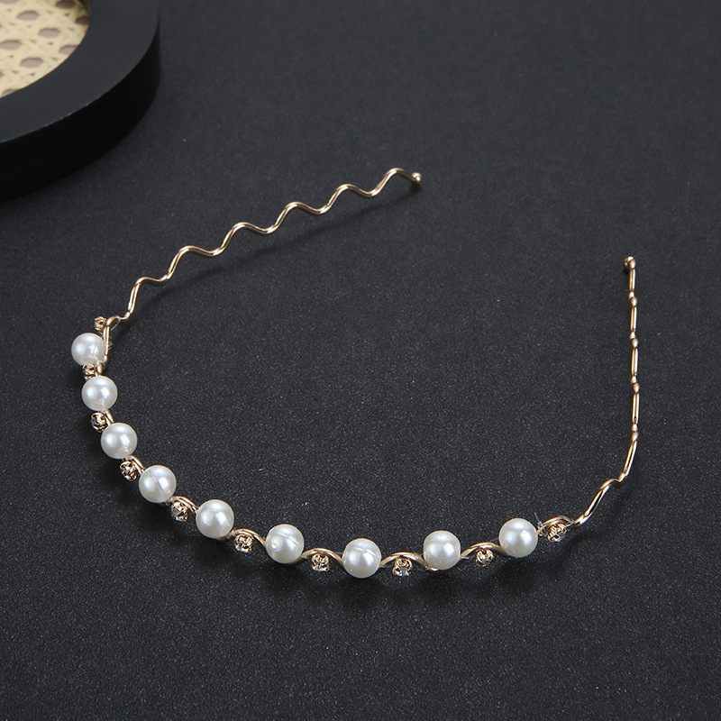 Wholesale Fashion Design Wave Hair Band Rhinestone Pearl Headband For Women Girls Hair Accessories Pretty Hair Hoop Jewelry