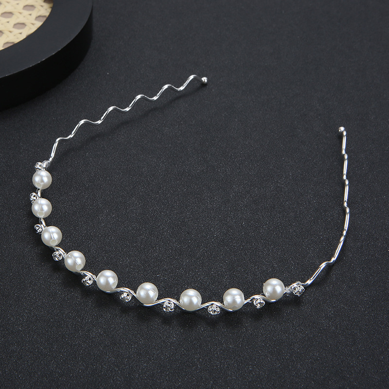 Wholesale Fashion Design Wave Hair Band Rhinestone Pearl Headband For Women Girls Hair Accessories Pretty Hair Hoop Jewelry